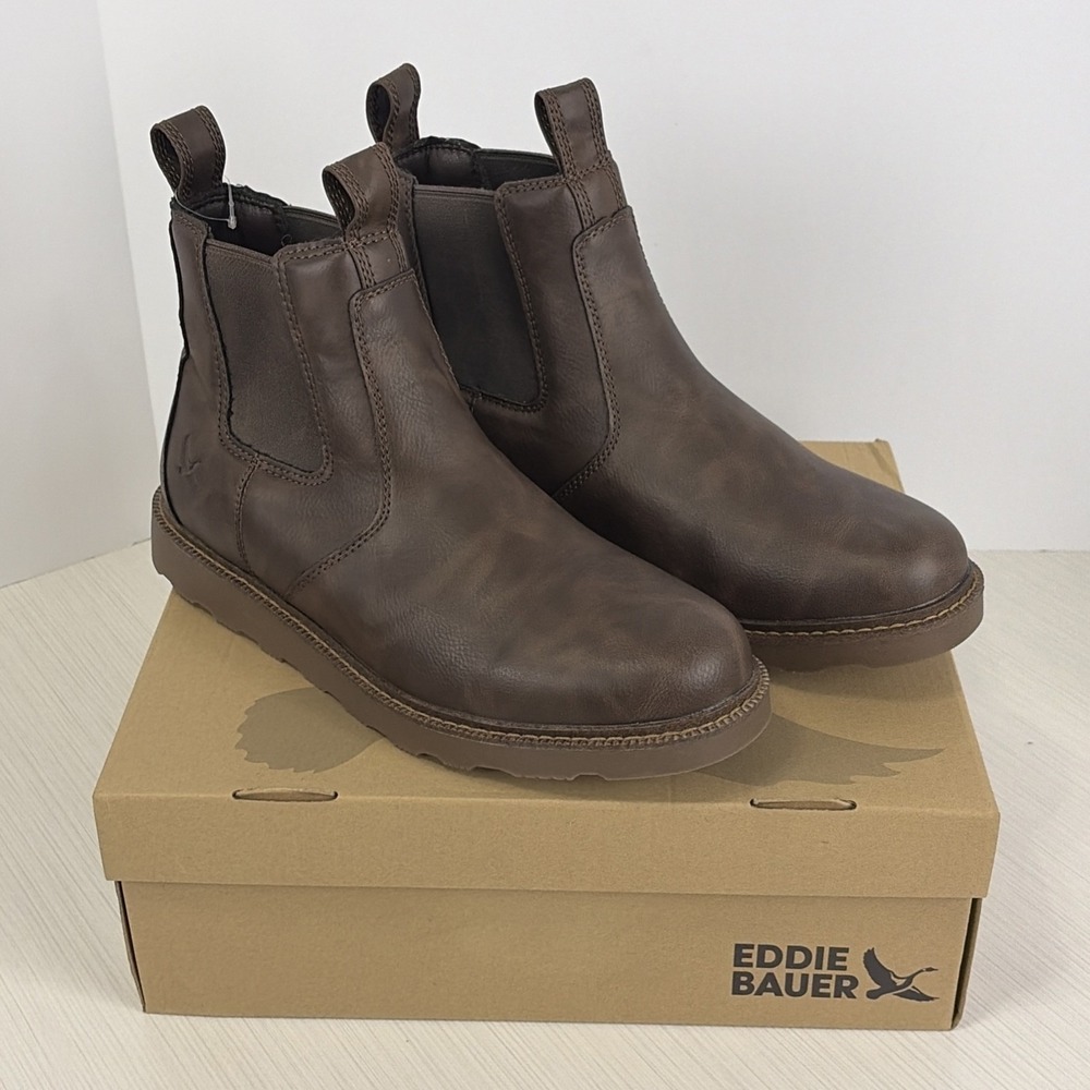 Eddie Bauer Norwalk Chelsea Boots Mens 12 Medium Brown Slip On NEW!